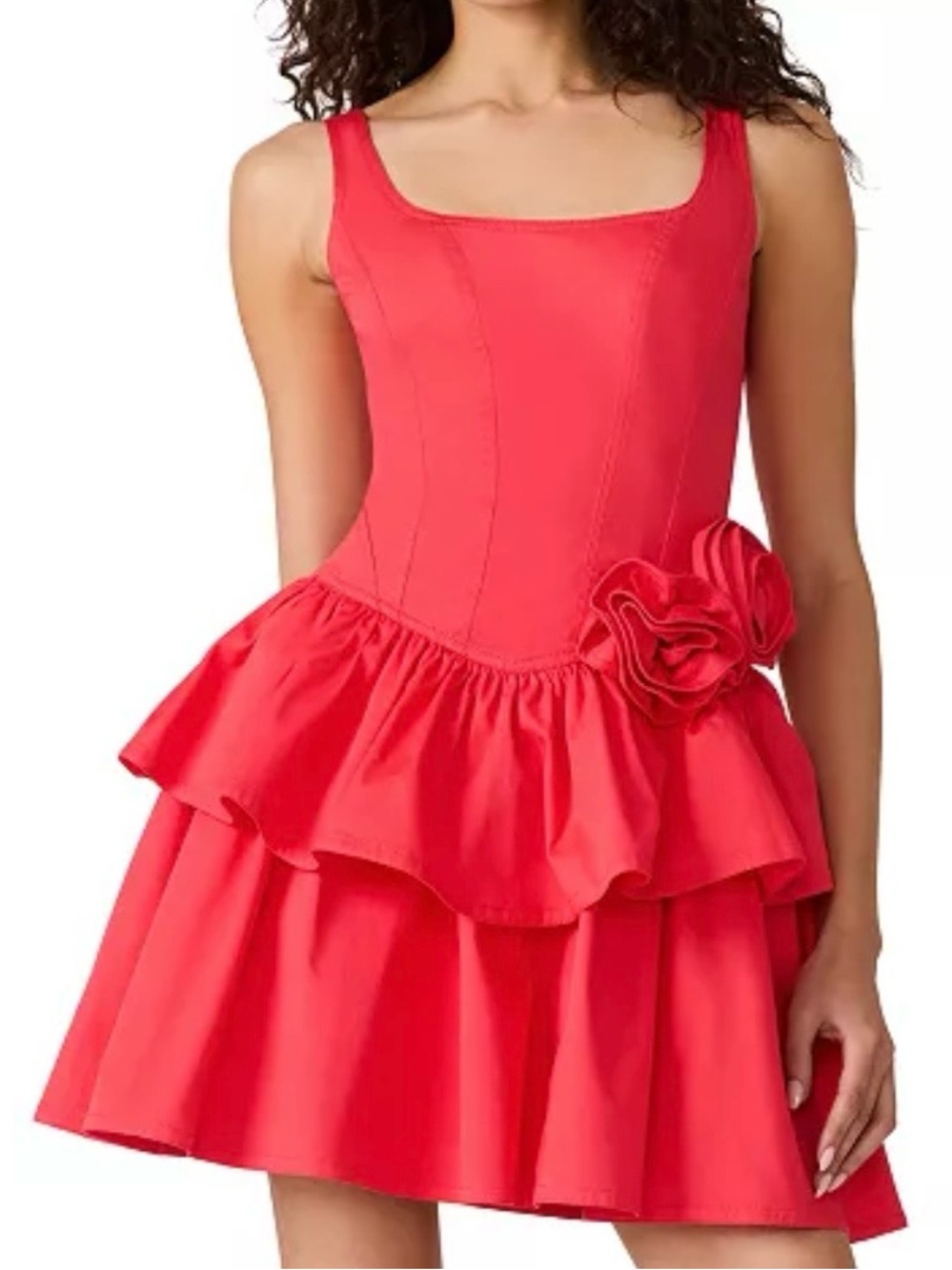 Red Peplum Flower Dress